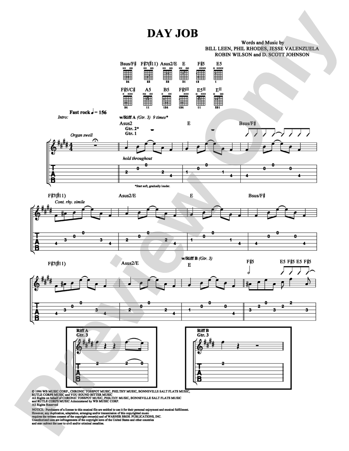 Day Job: Guitar TAB Digital Sheet Music