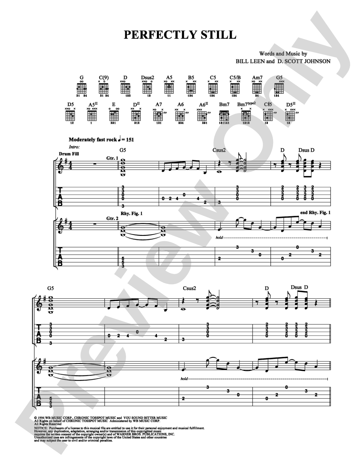 Perfectly Still: Guitar TAB Digital Sheet Music