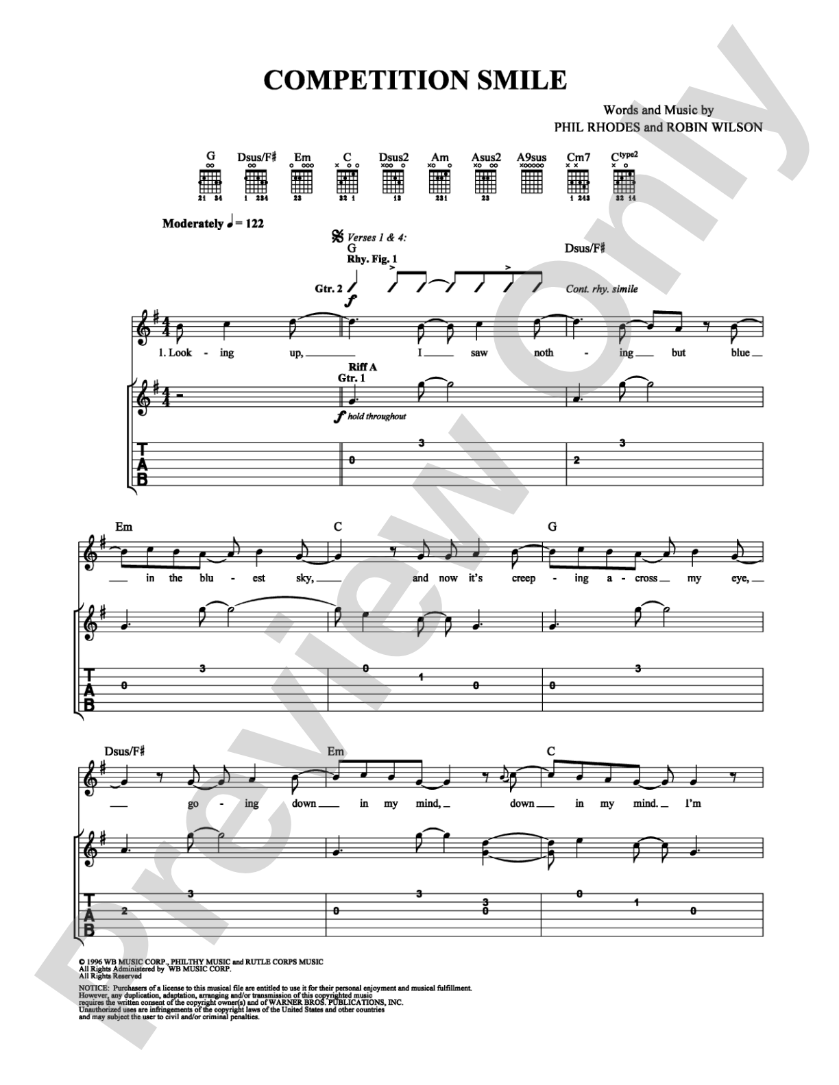 Competition Smile: Guitar TAB Digital Sheet Music
