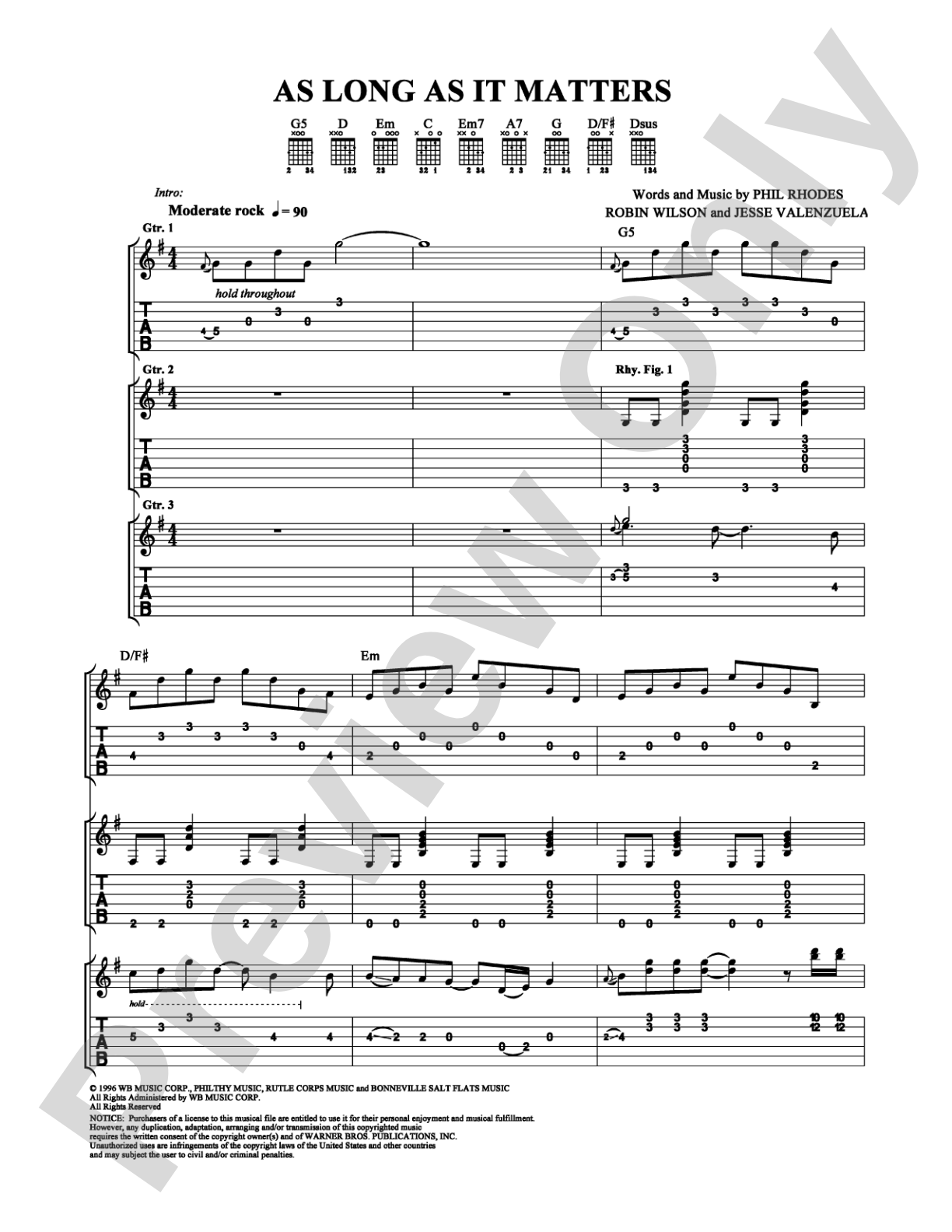 As Long As It Matters: Guitar TAB Digital Sheet Music