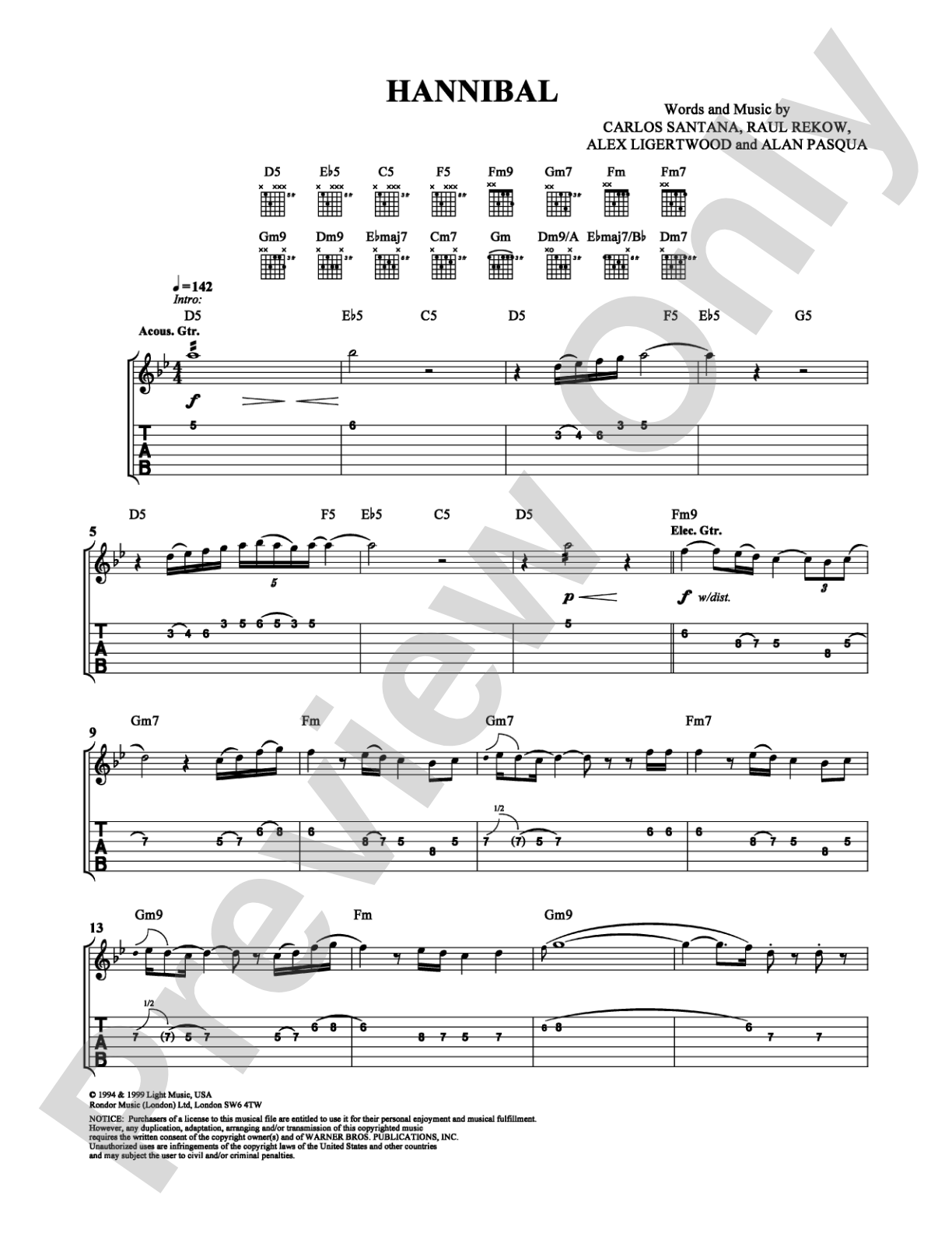 Hannibal: Guitar TAB Digital Sheet Music