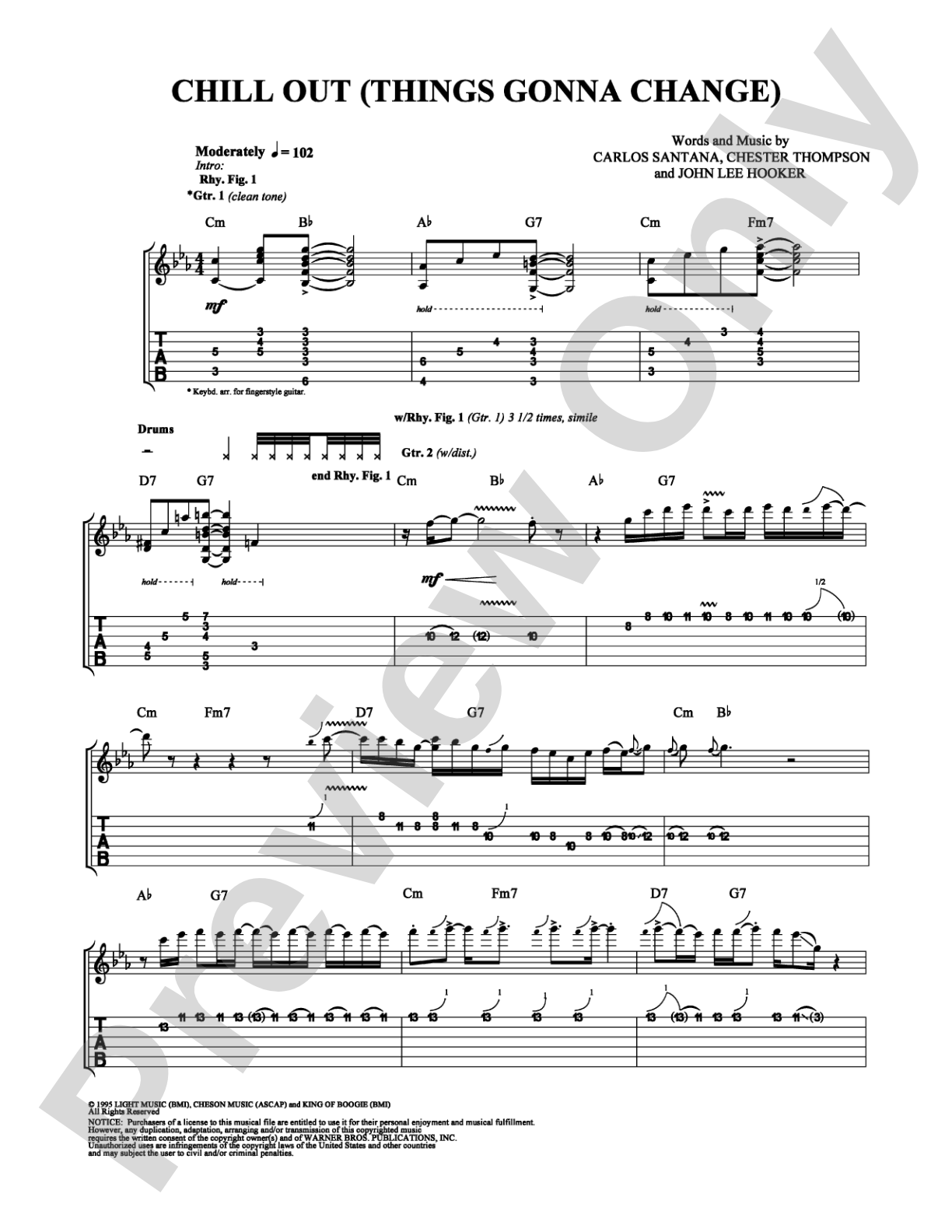 Chill Out (Things Gonna Change): Guitar TAB Digital Sheet Music