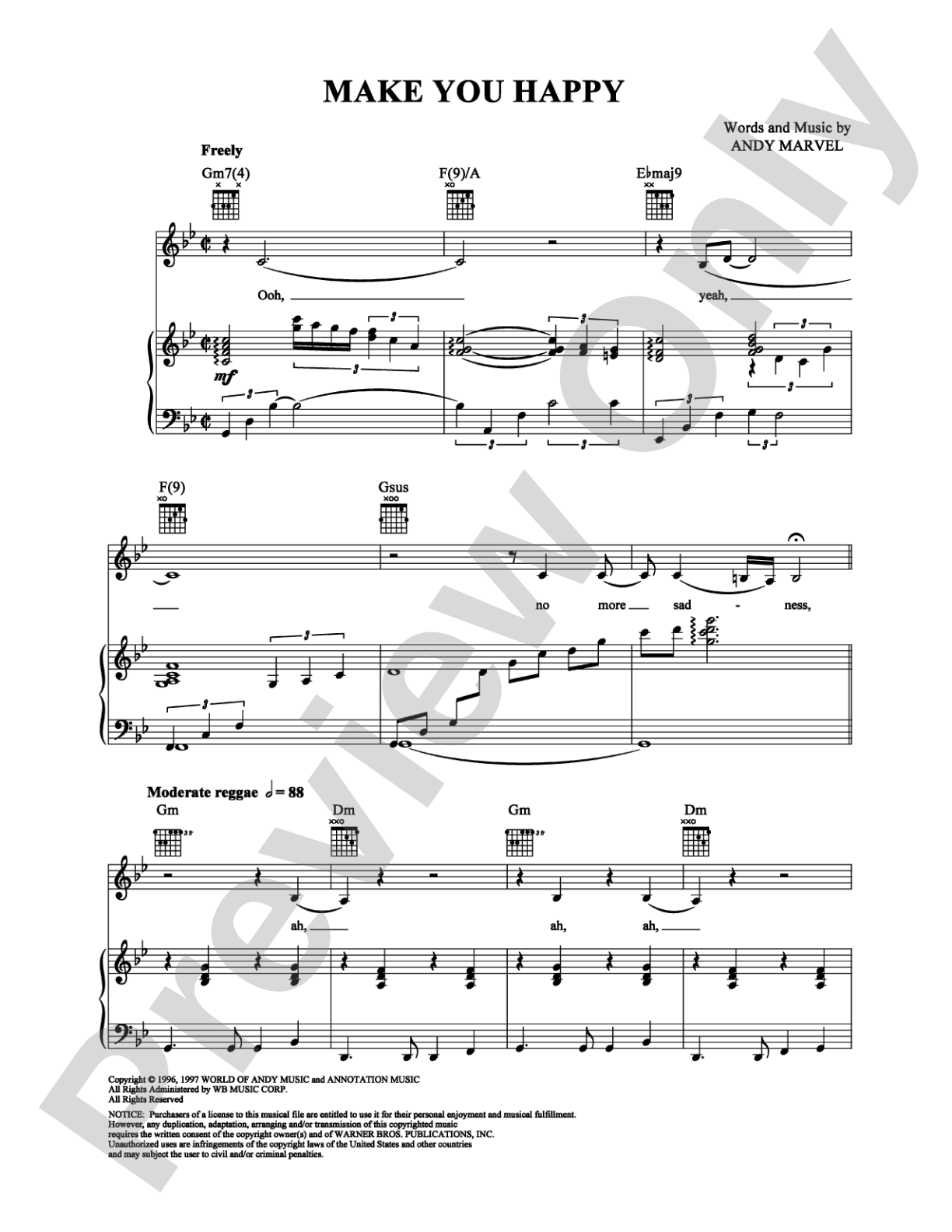 Make You Happy: Piano/Vocal/Chords Digital Sheet Music