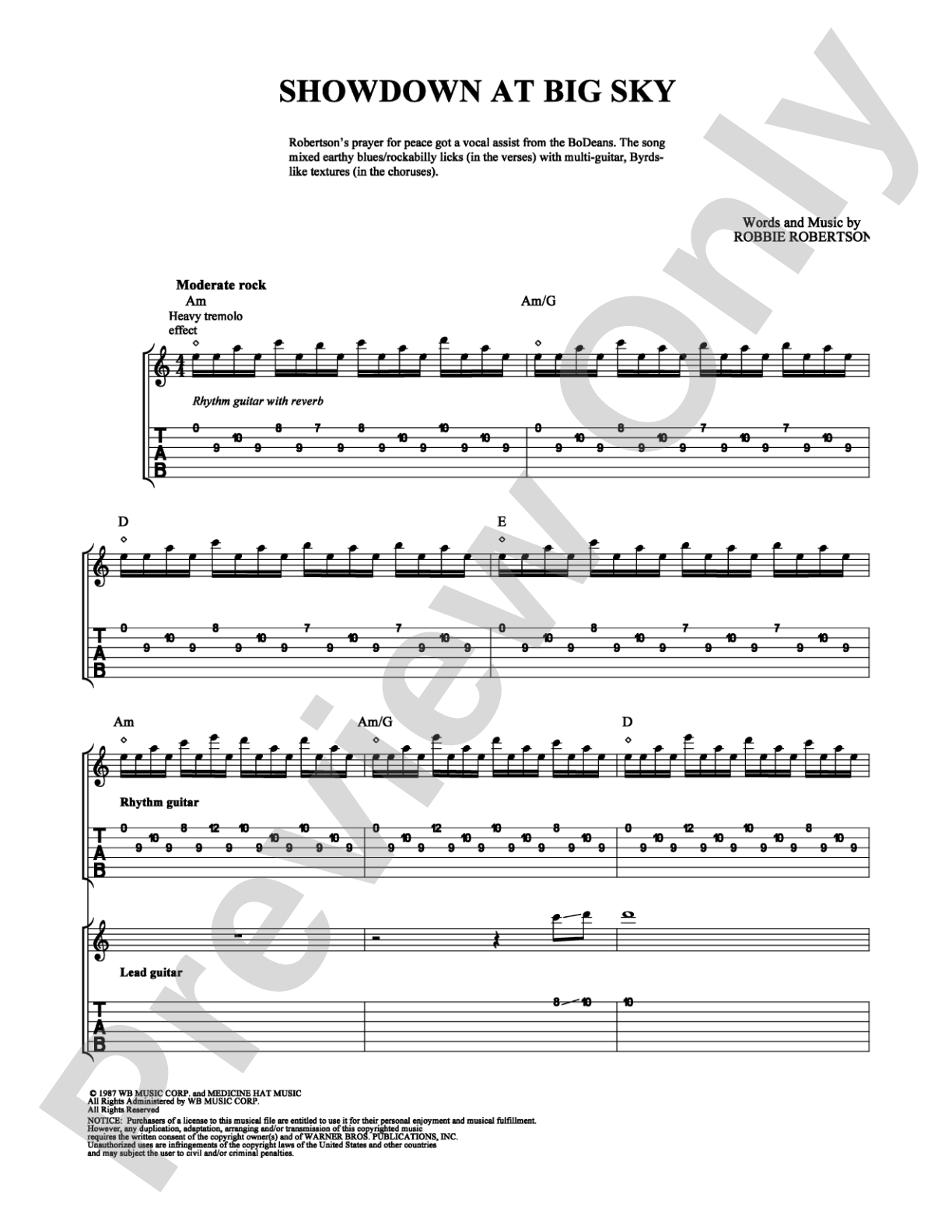 Showdown at Big Sky: Guitar TAB Digital Sheet Music