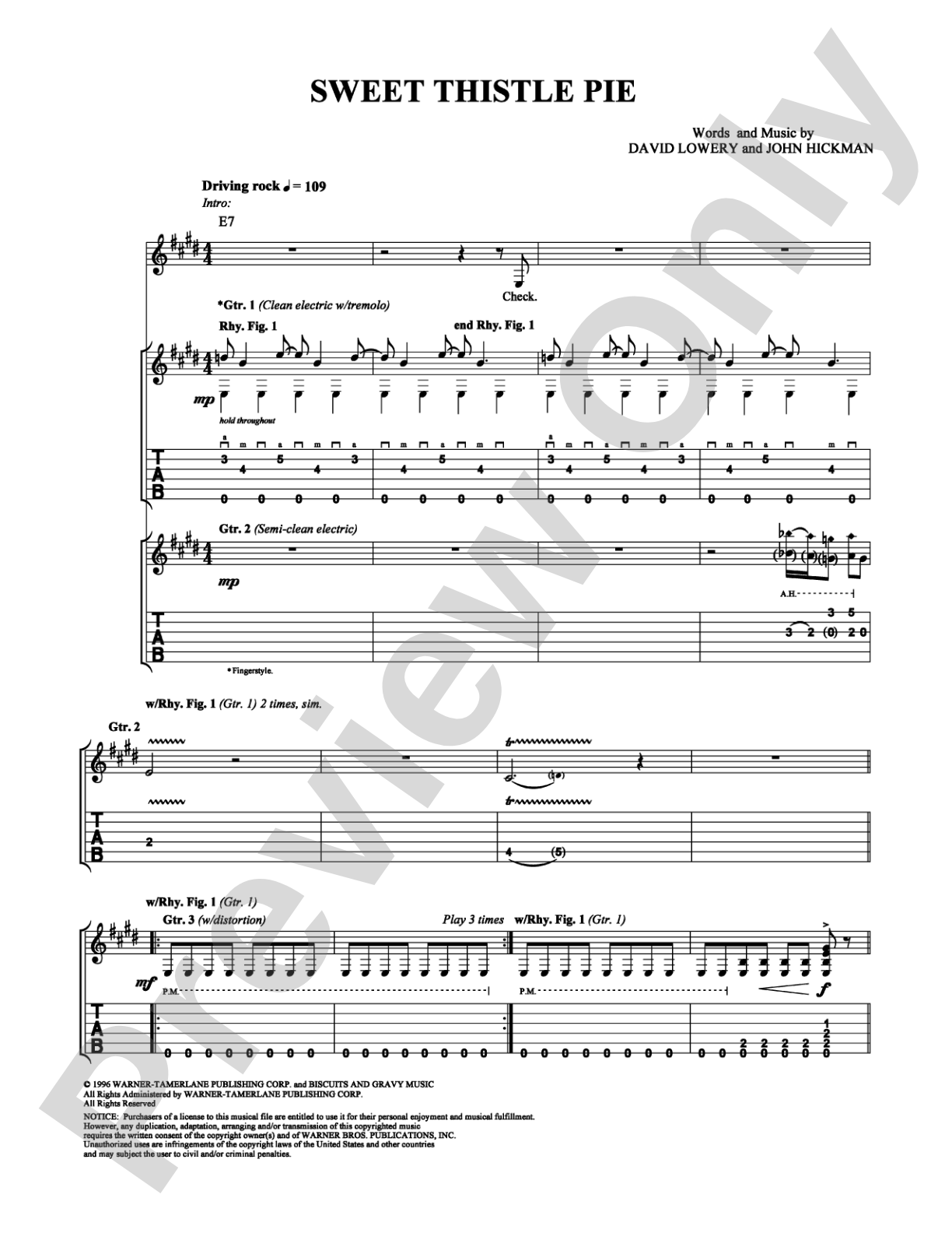 Sweet Thistle Pie: Guitar TAB Digital Sheet Music