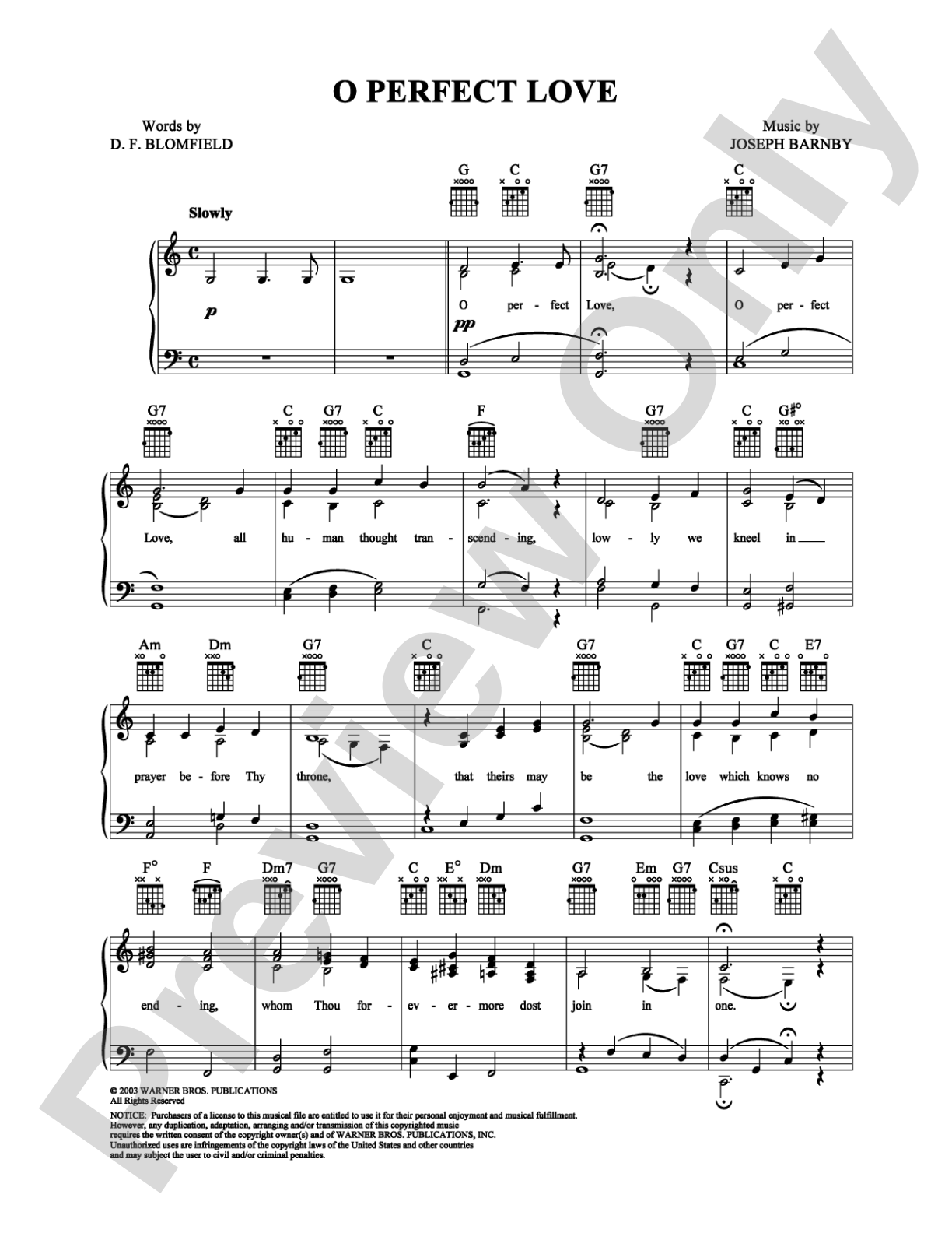 O Perfect Love: Piano/Vocal/Chords Digital Sheet Music