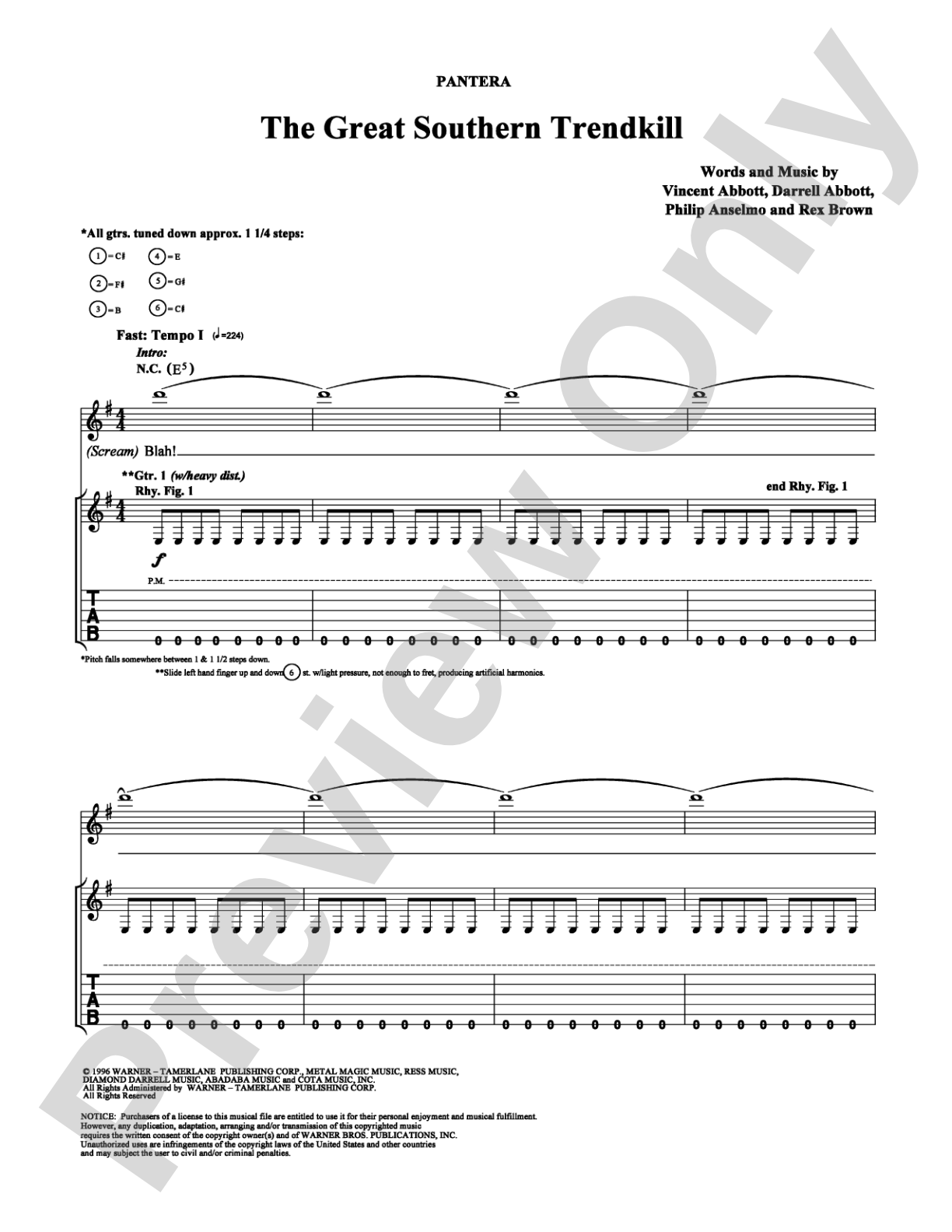 The Great Southern Trendkill: Guitar TAB Digital Sheet Music