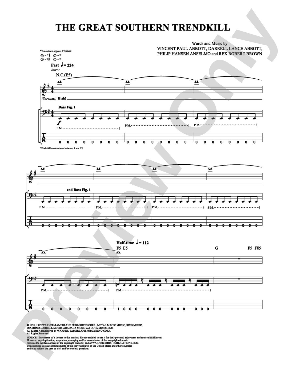 The Great Southern Trendkill: Bass TAB Digital Sheet Music