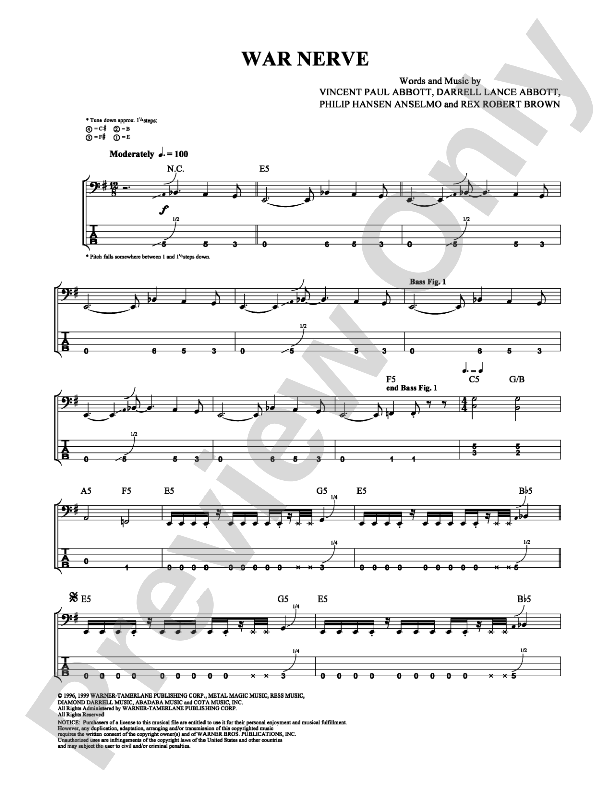 War Nerve: Bass TAB Digital Sheet Music