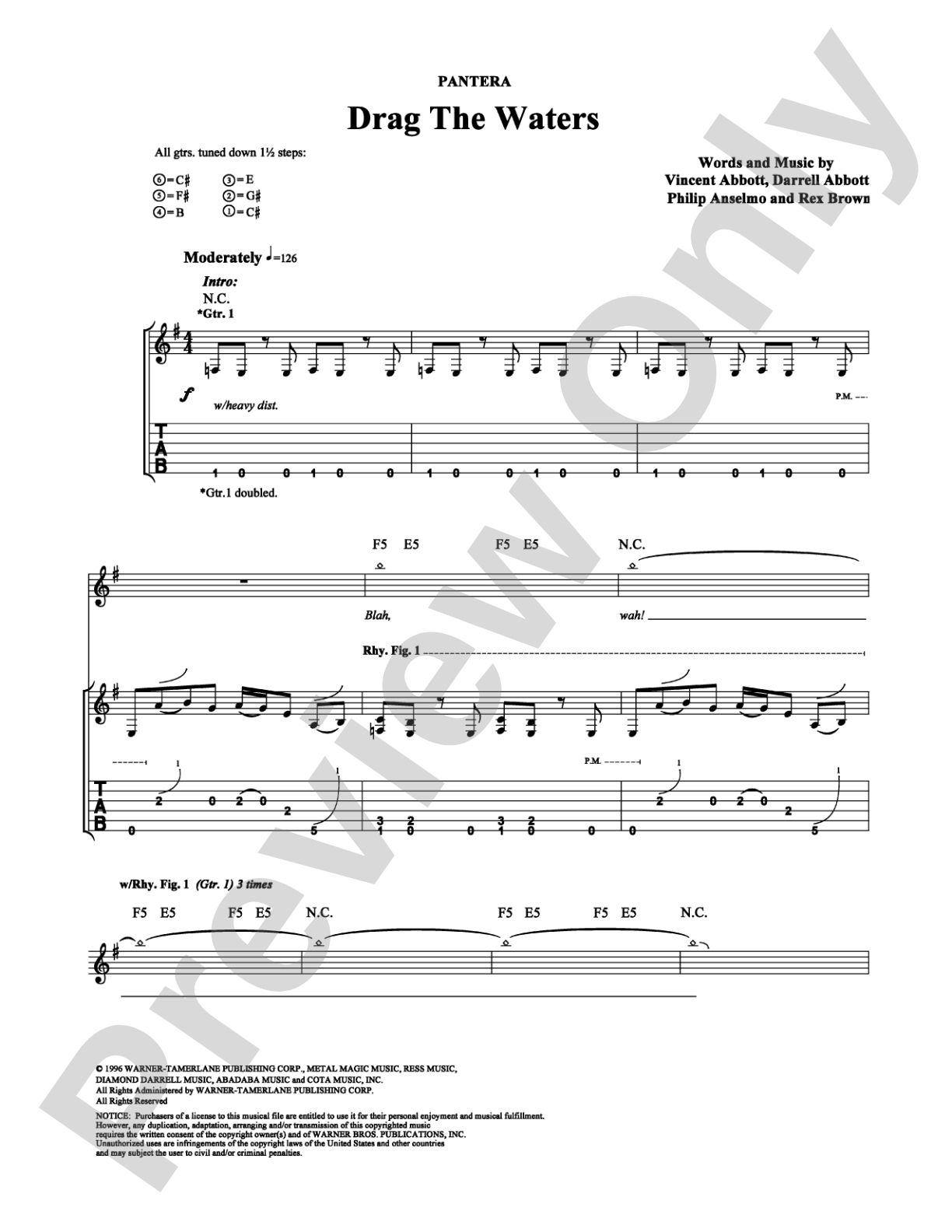 Drag the Waters: Guitar TAB Digital Sheet Music