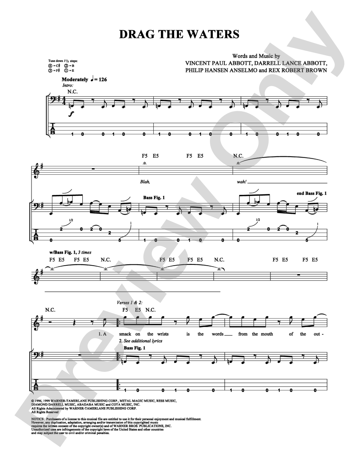 Drag the Waters: Bass TAB Digital Sheet Music