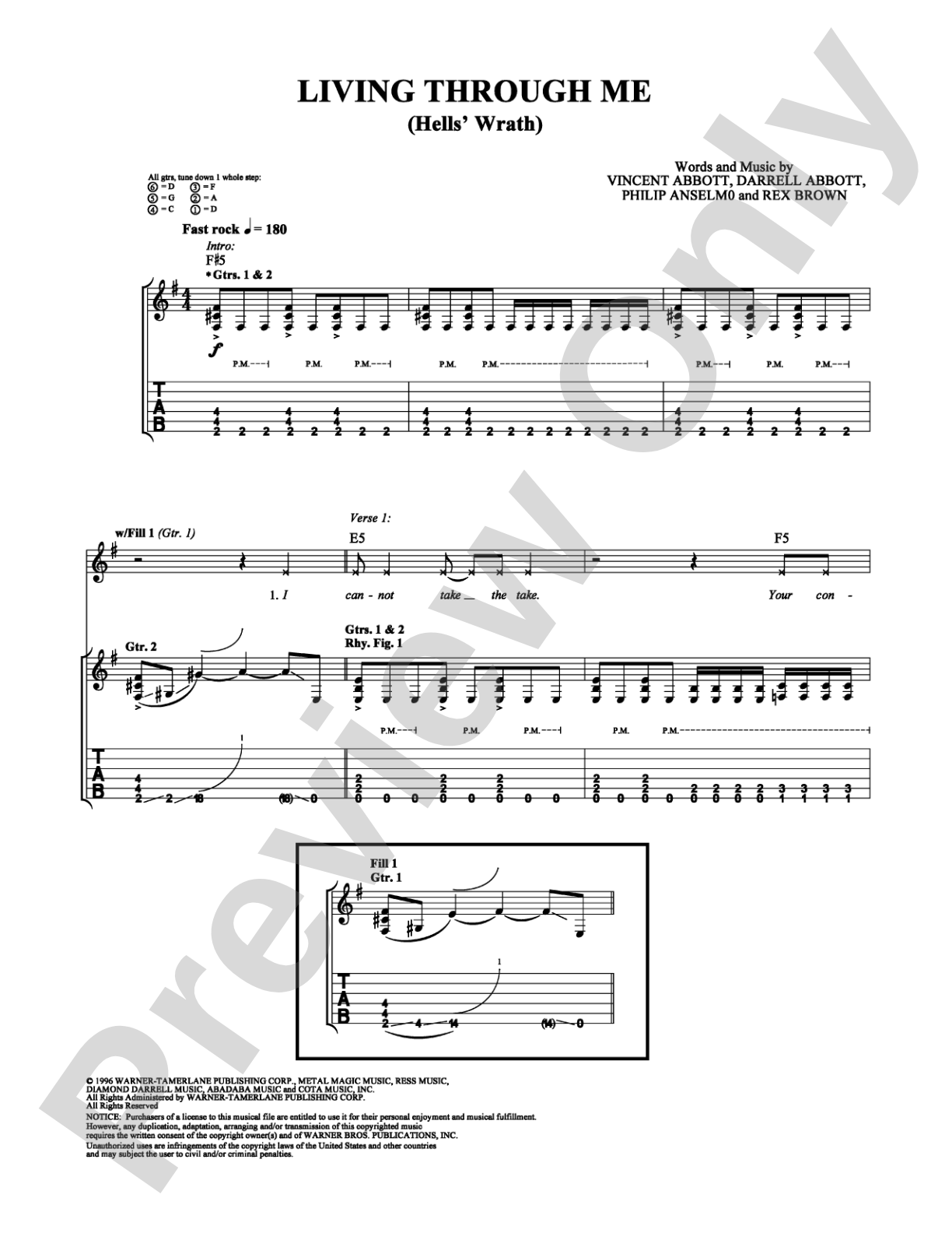 Living Through Me (Hells' Wrath): Guitar TAB Digital Sheet Music