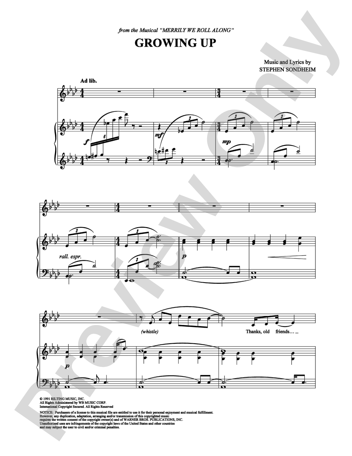 Growing Up: Piano/Vocal/Chords Digital Sheet Music