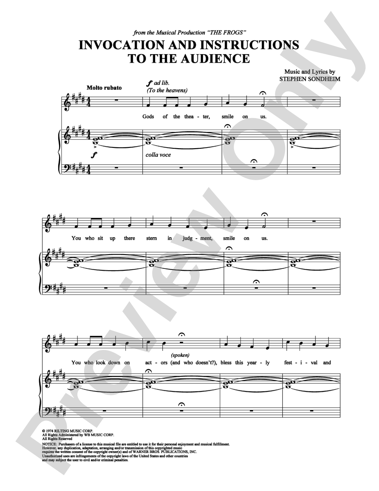 Invocation and Instructions to the Audience: Piano/Vocal/Chords Digital Sheet Music