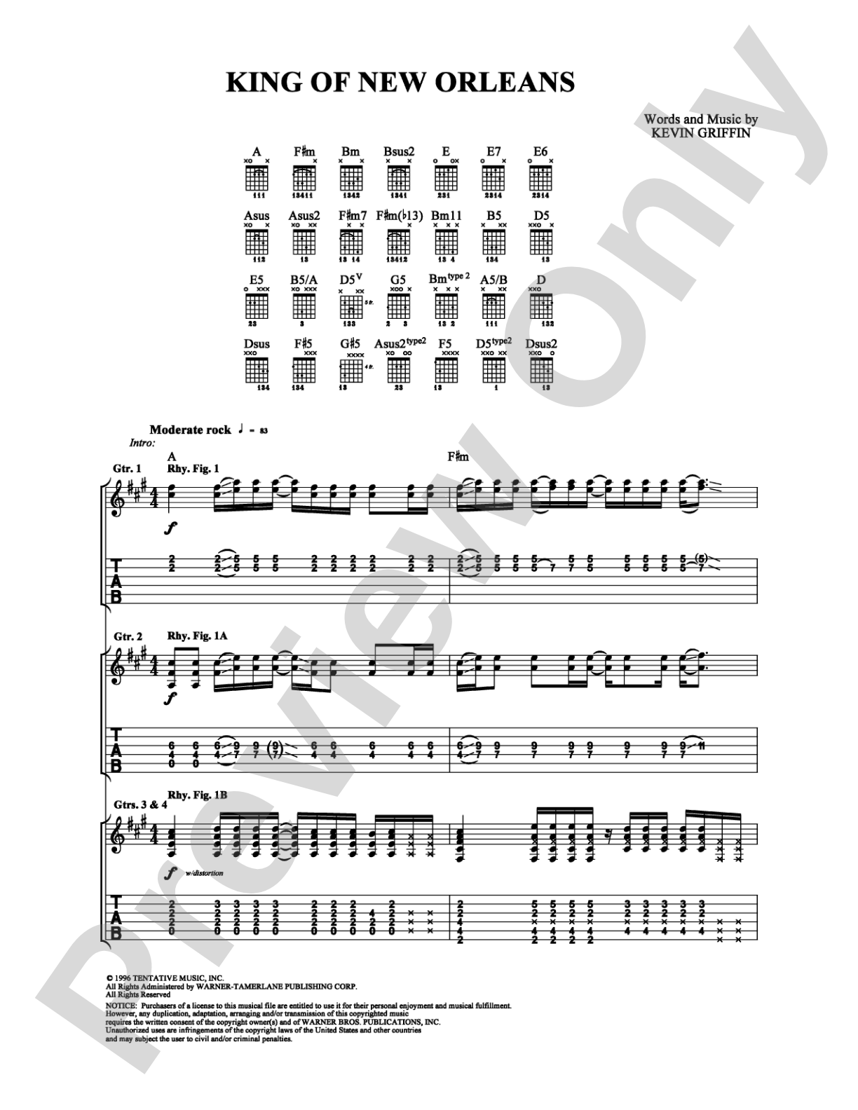 King of New Orleans: Guitar TAB Digital Sheet Music