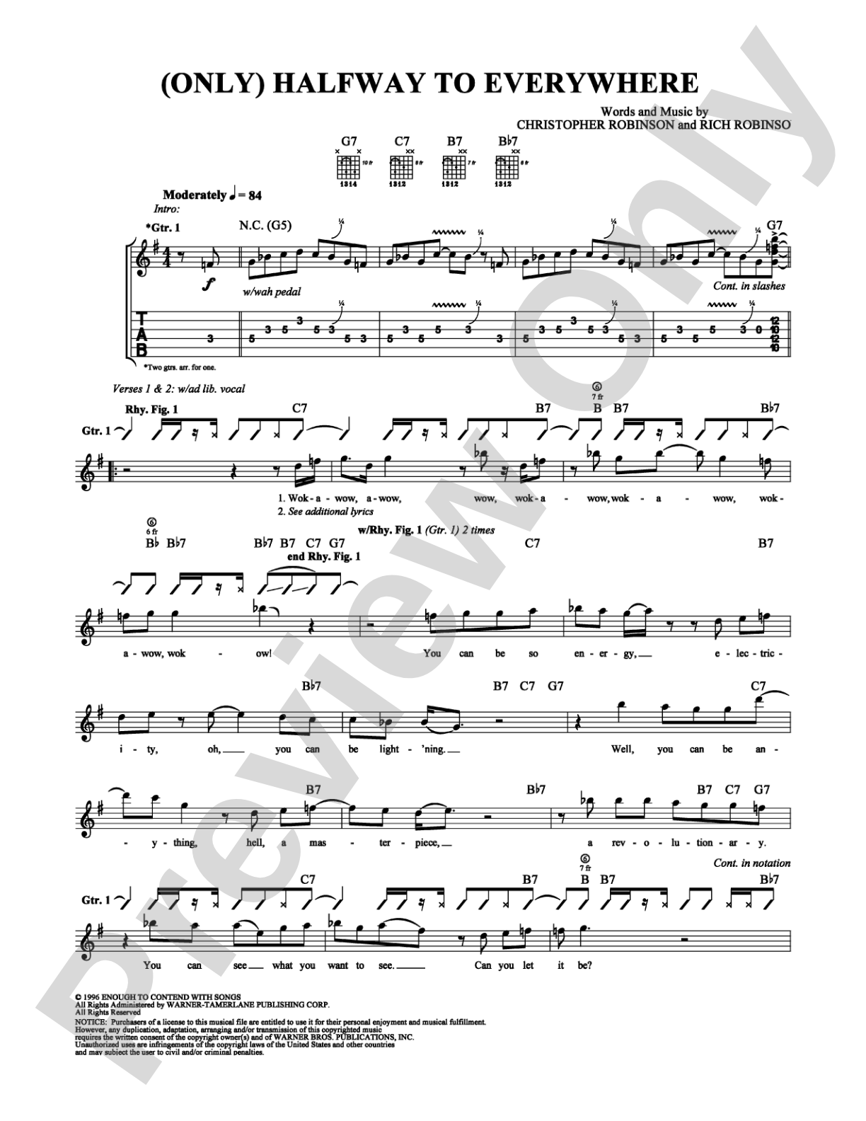 (Only) Halfway to Everywhere: Guitar TAB Digital Sheet Music