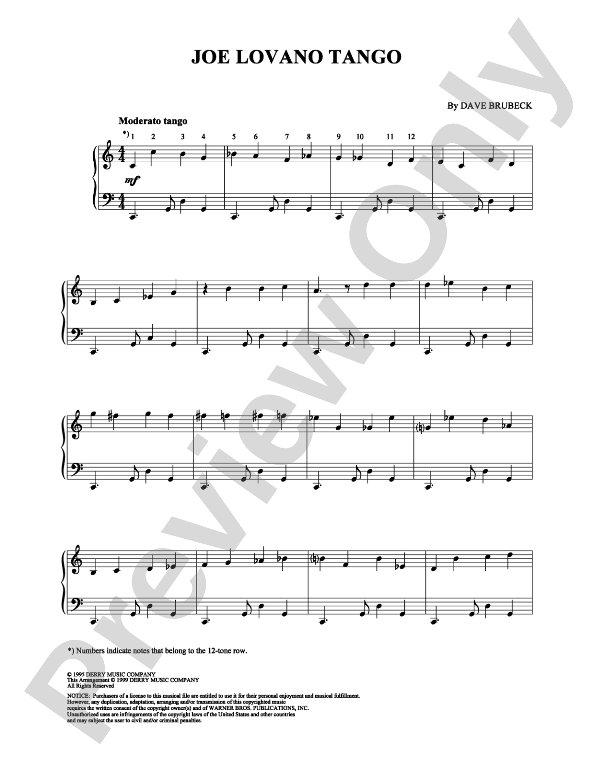 Joe Lovano Tango: Piano Digital Sheet Music