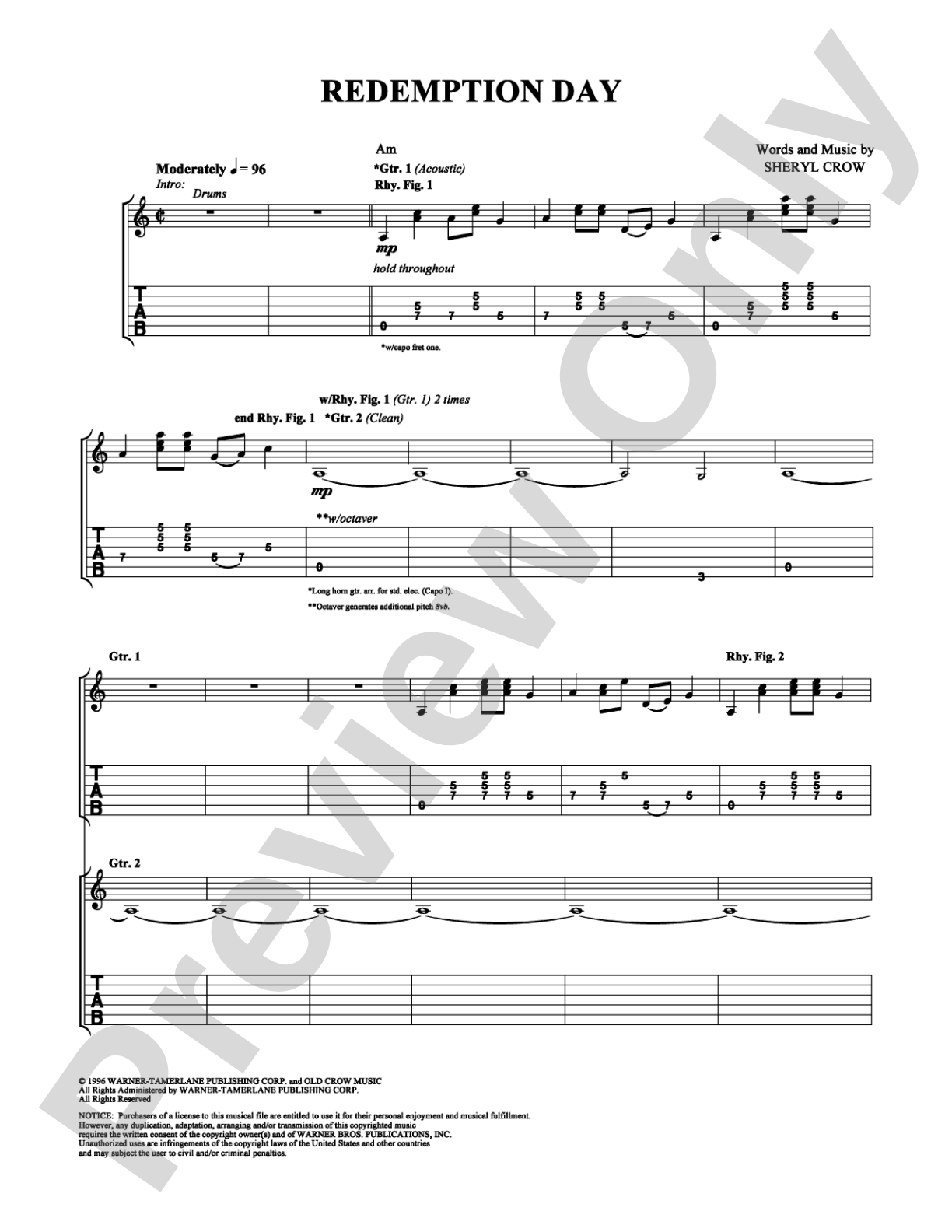 Redemption Day: Guitar TAB Digital Sheet Music