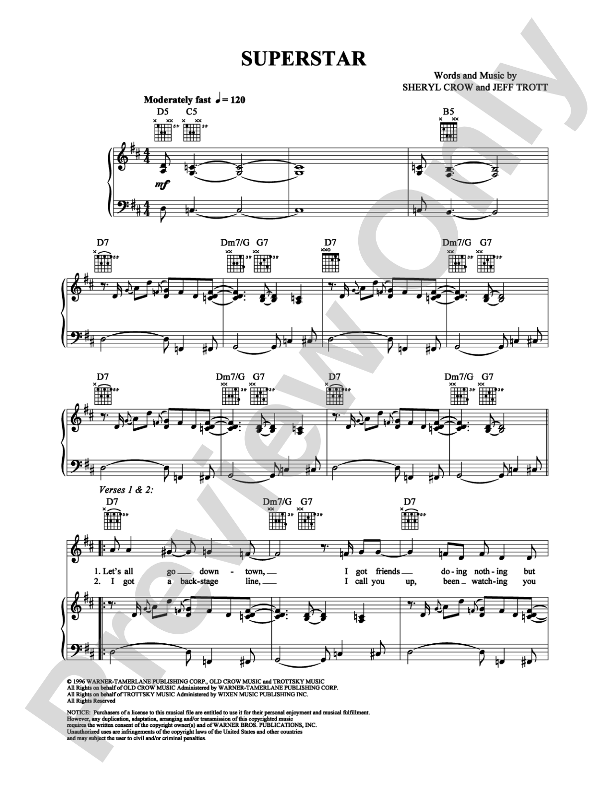 Superstar: Piano/Vocal/Chords Digital Sheet Music