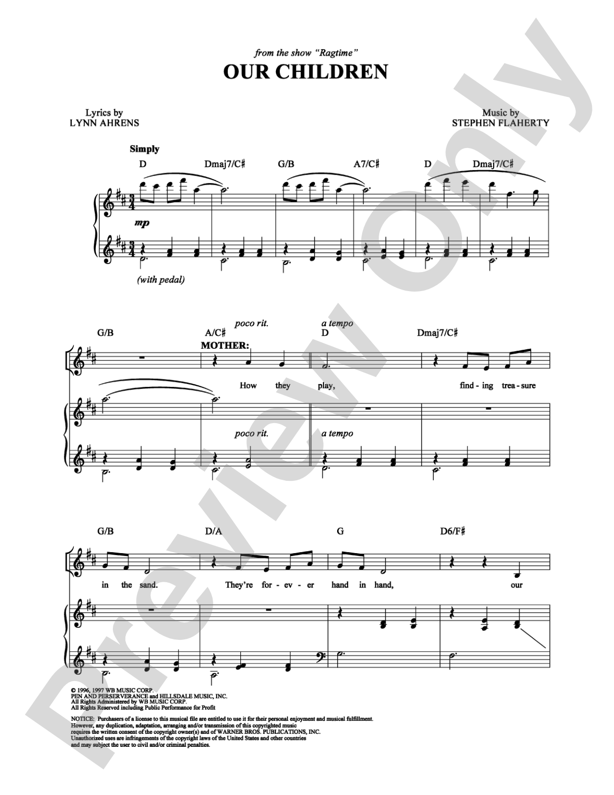 Our Children: Piano/Vocal/Chords Digital Sheet Music