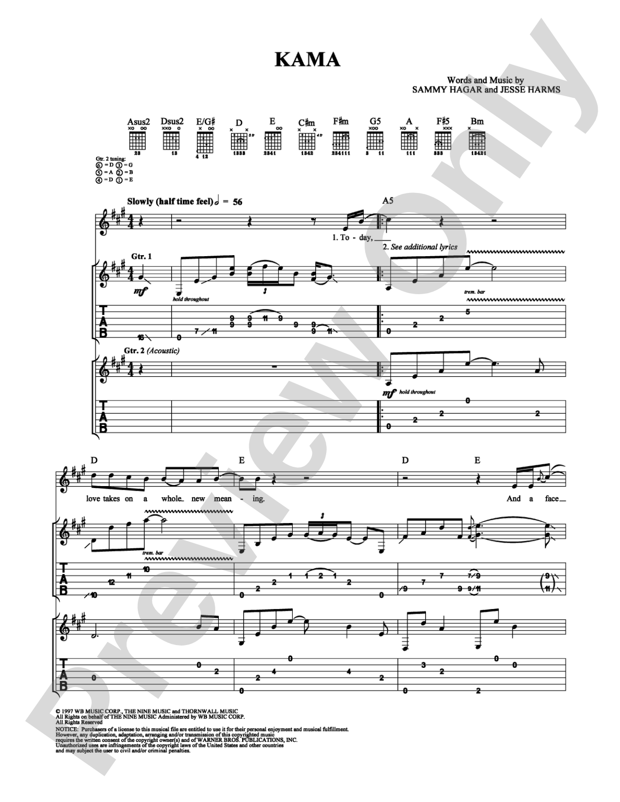 Kama: Guitar TAB Digital Sheet Music