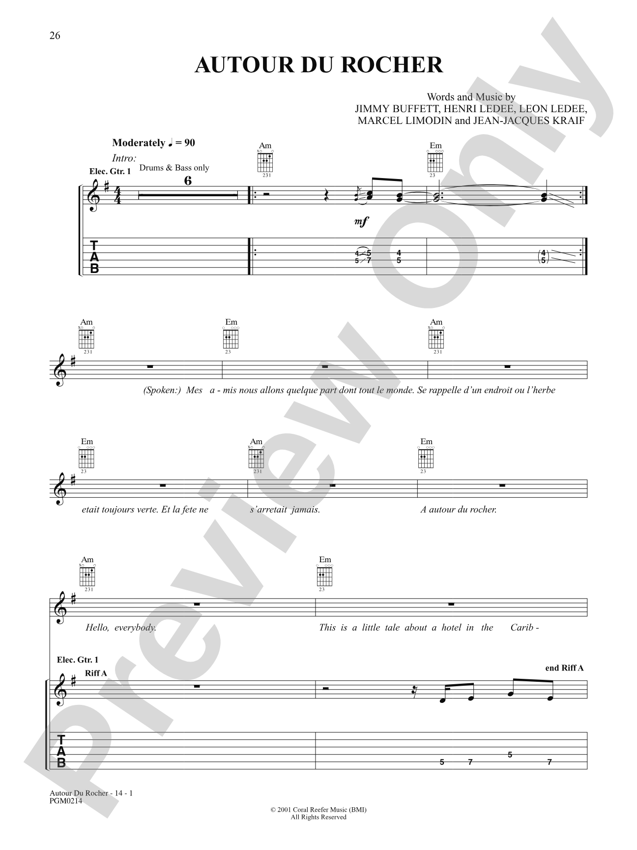 Autour Du Rocher: Authentic Guitar TAB