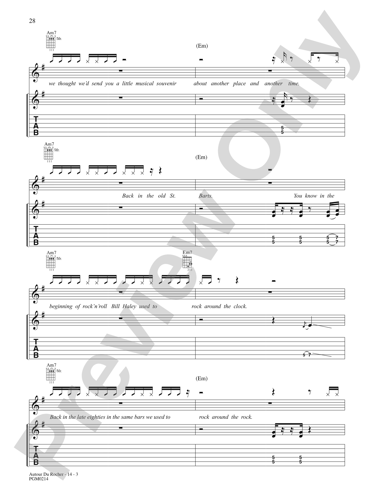 Autour Du Rocher: Authentic Guitar TAB