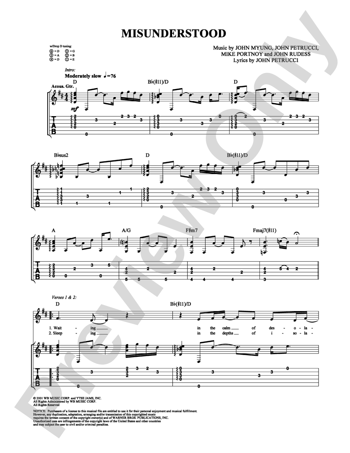 Misunderstood: Guitar TAB Digital Sheet Music