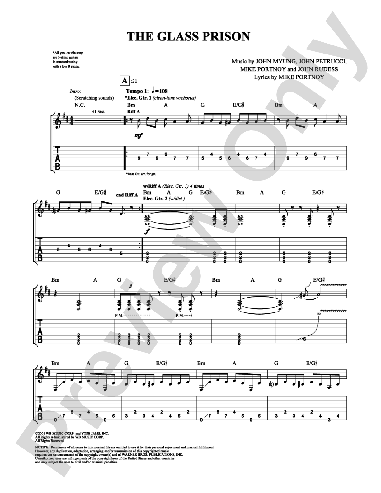 The Glass Prison: Guitar TAB Digital Sheet Music