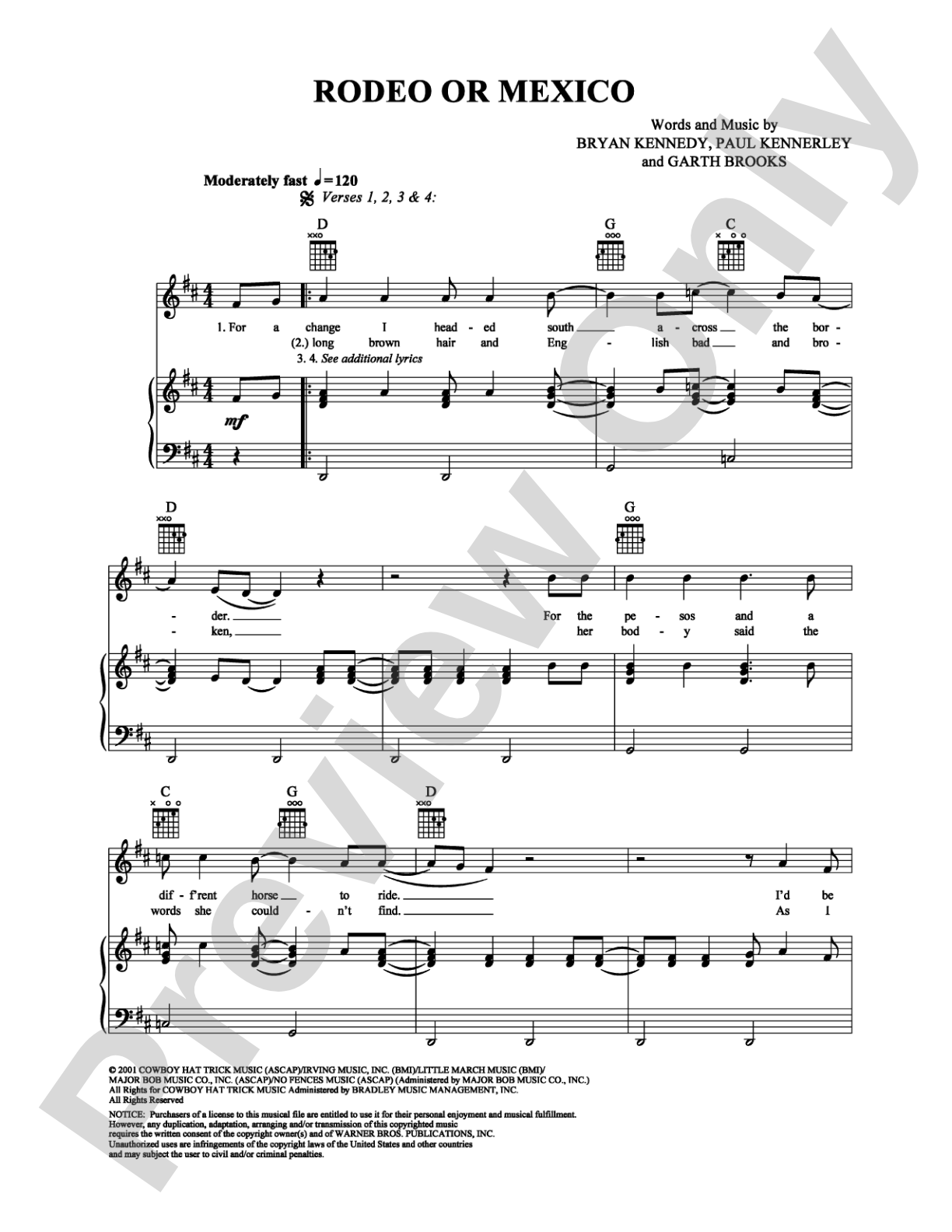 Rodeo or Mexico: Piano/Vocal/Chords Digital Sheet Music