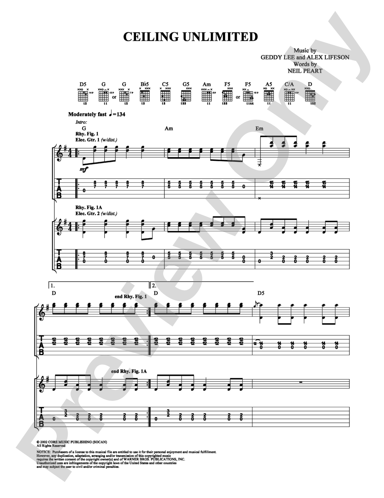 Ceiling Unlimited: Guitar TAB Digital Sheet Music