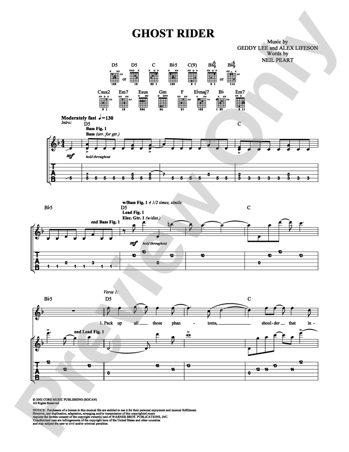 Ghost Rider: Guitar TAB Digital Sheet Music
