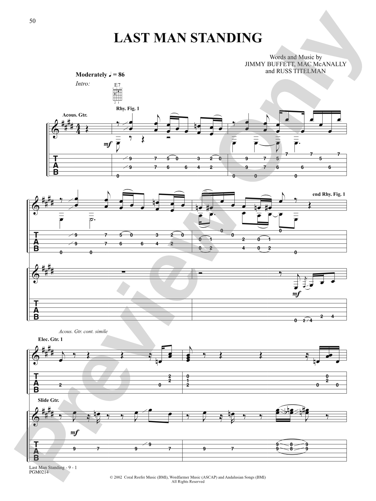 Last Man Standing: Authentic Guitar TAB