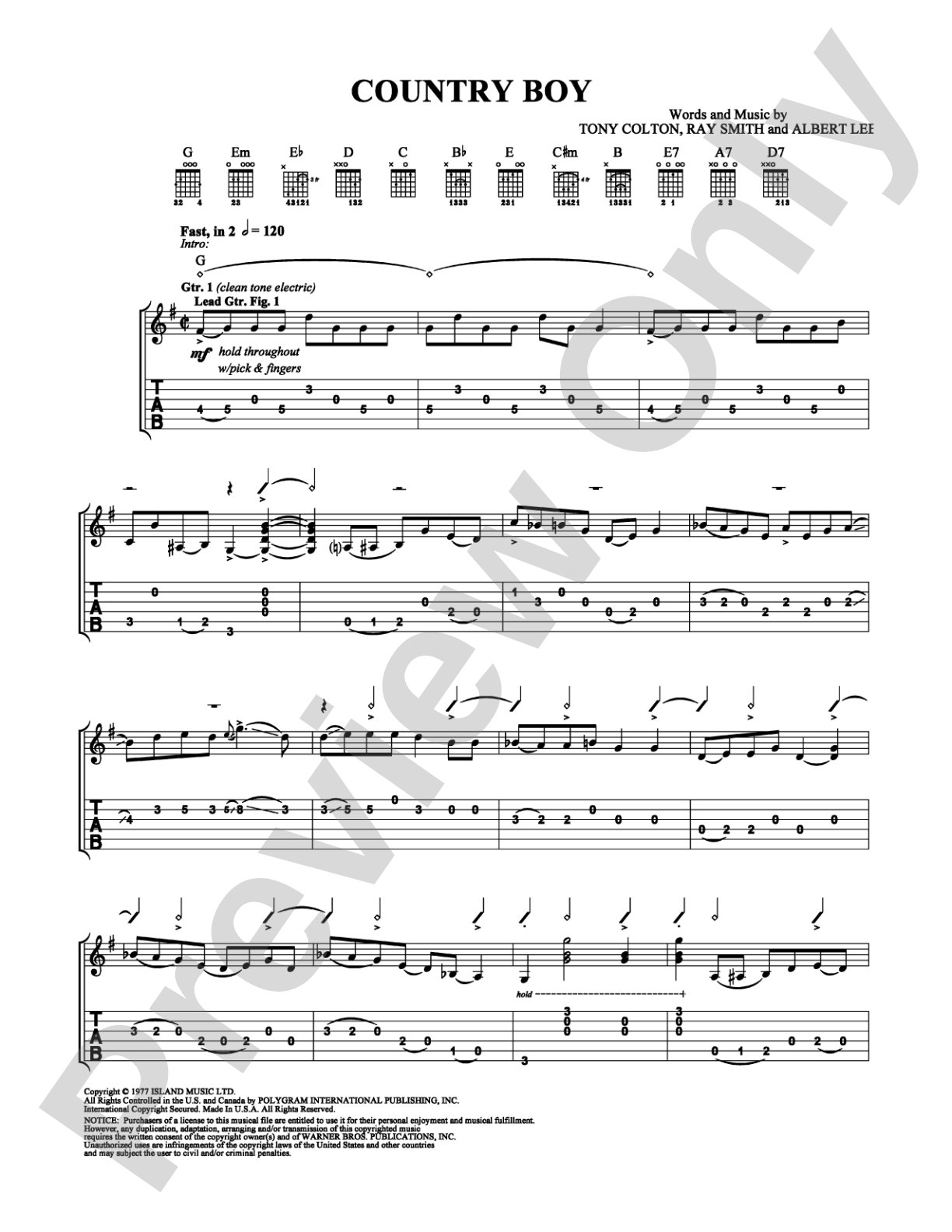 Country Boy: Guitar TAB Digital Sheet Music