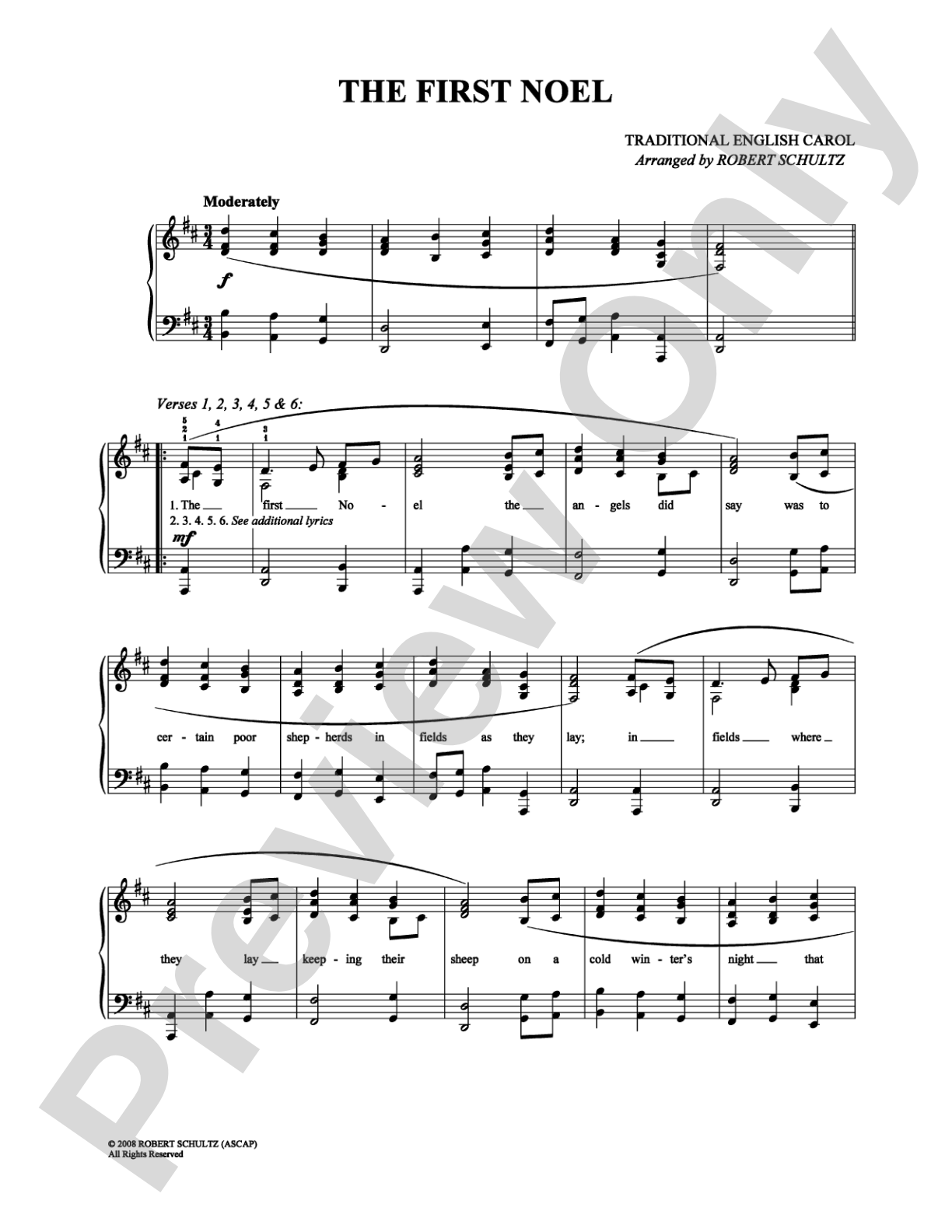 The First Noel: Piano/Vocal/Chords Digital Sheet Music