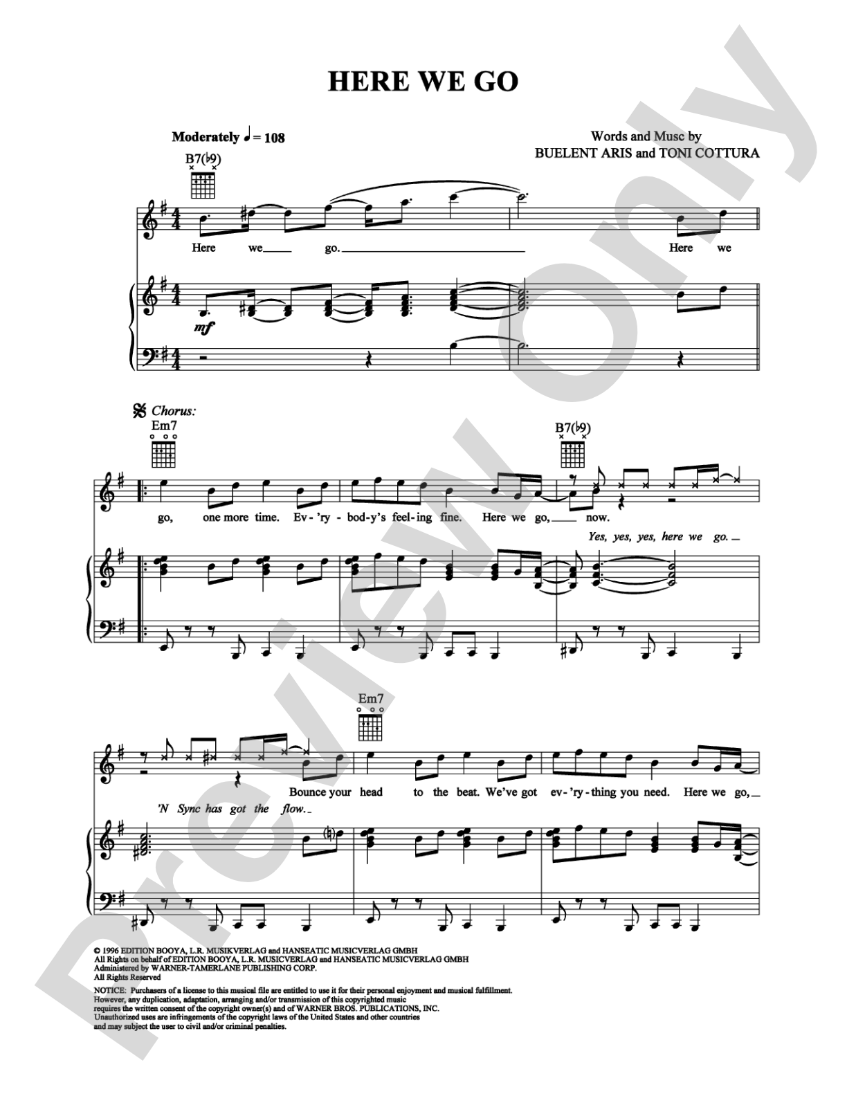 Here We Go: Piano/Vocal/Chords Digital Sheet Music