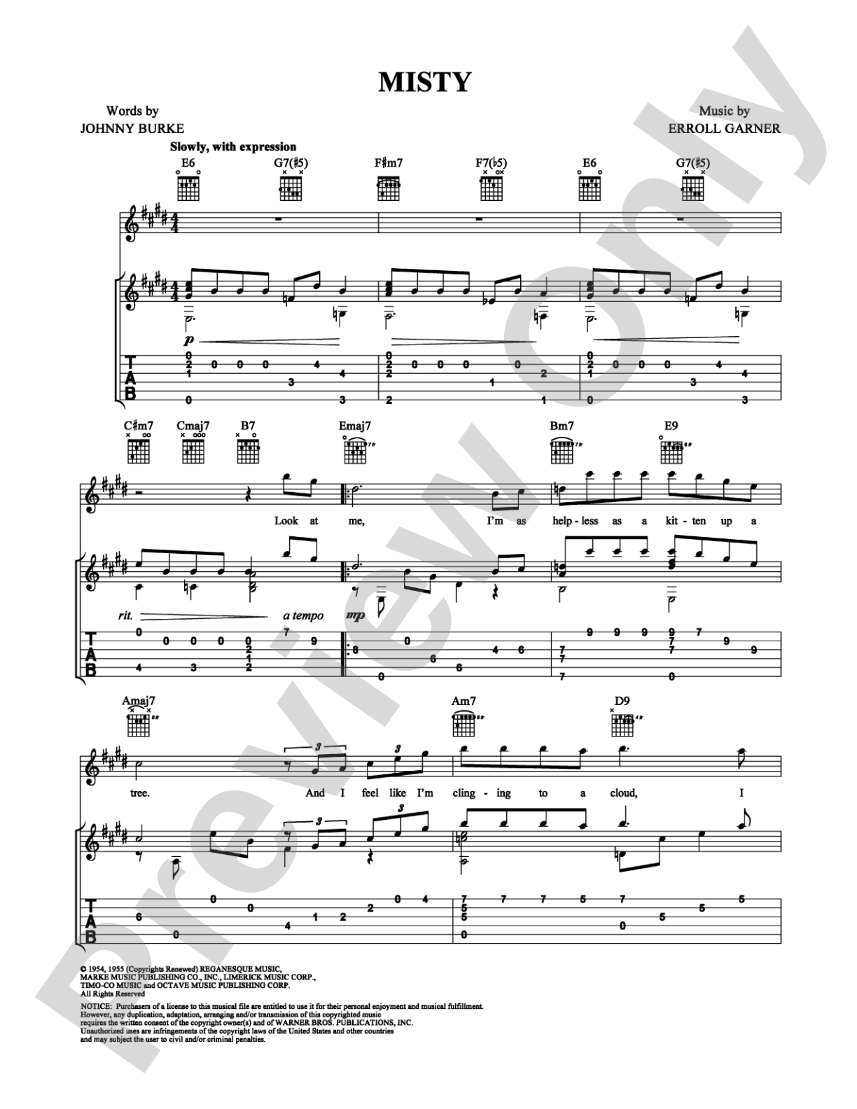Misty: Guitar TAB Digital Sheet Music