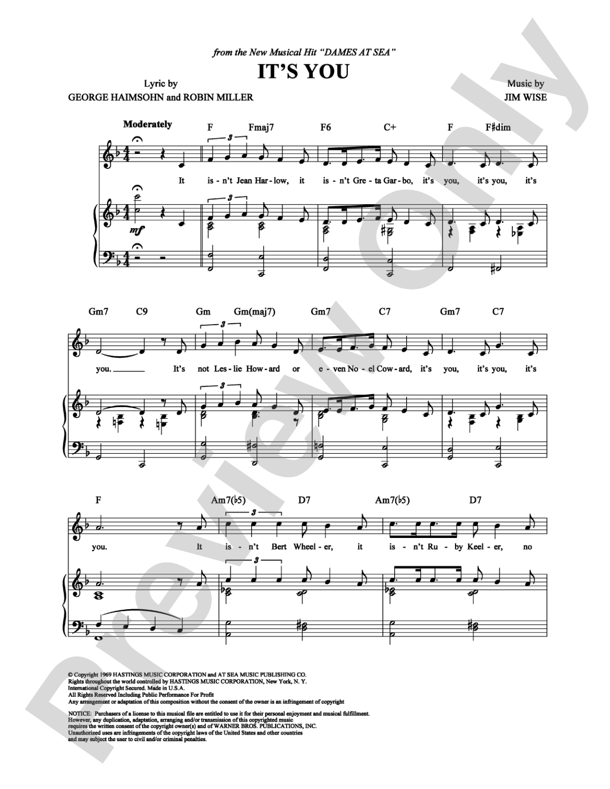 It's You: Piano/Vocal/Chords Digital Sheet Music