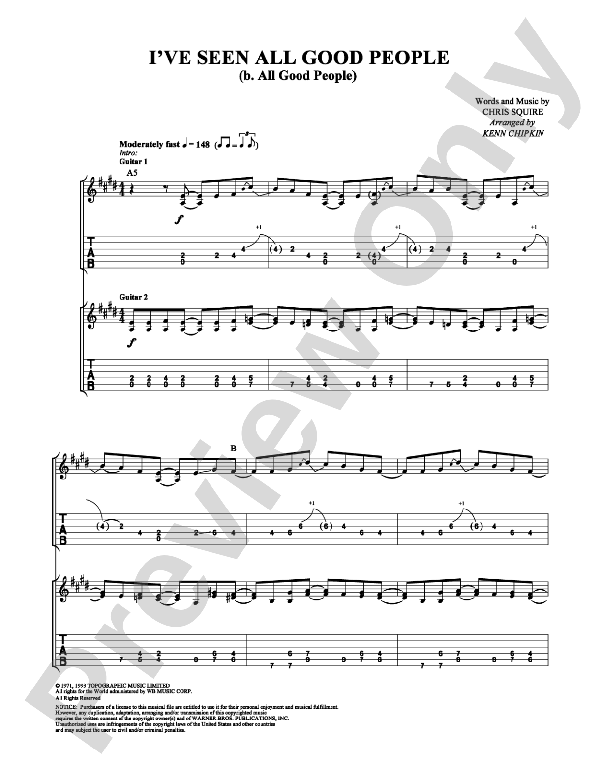 I've Seen All Good People (b. All Good People): Guitar TAB Digital Sheet Music