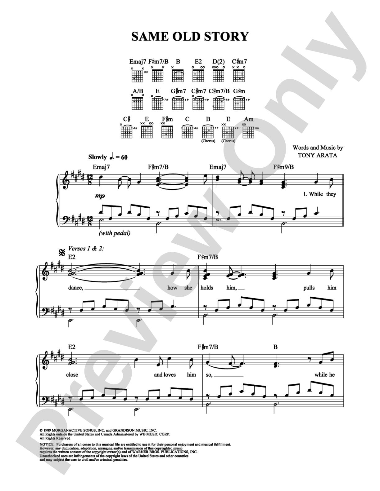 Same Old Story: Piano/Vocal/Chords Digital Sheet Music