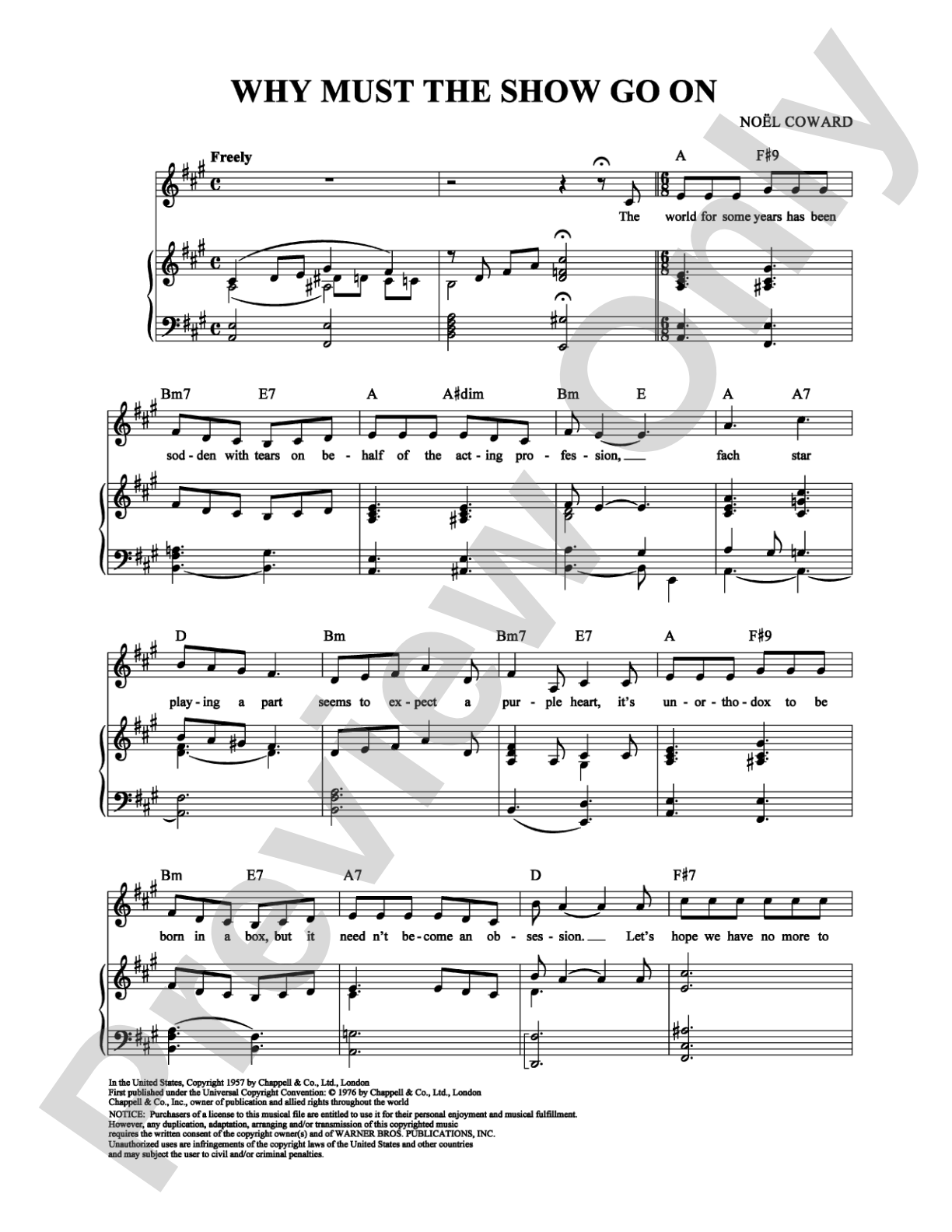 Why Must the Show Go On: Piano/Vocal/Chords Digital Sheet Music