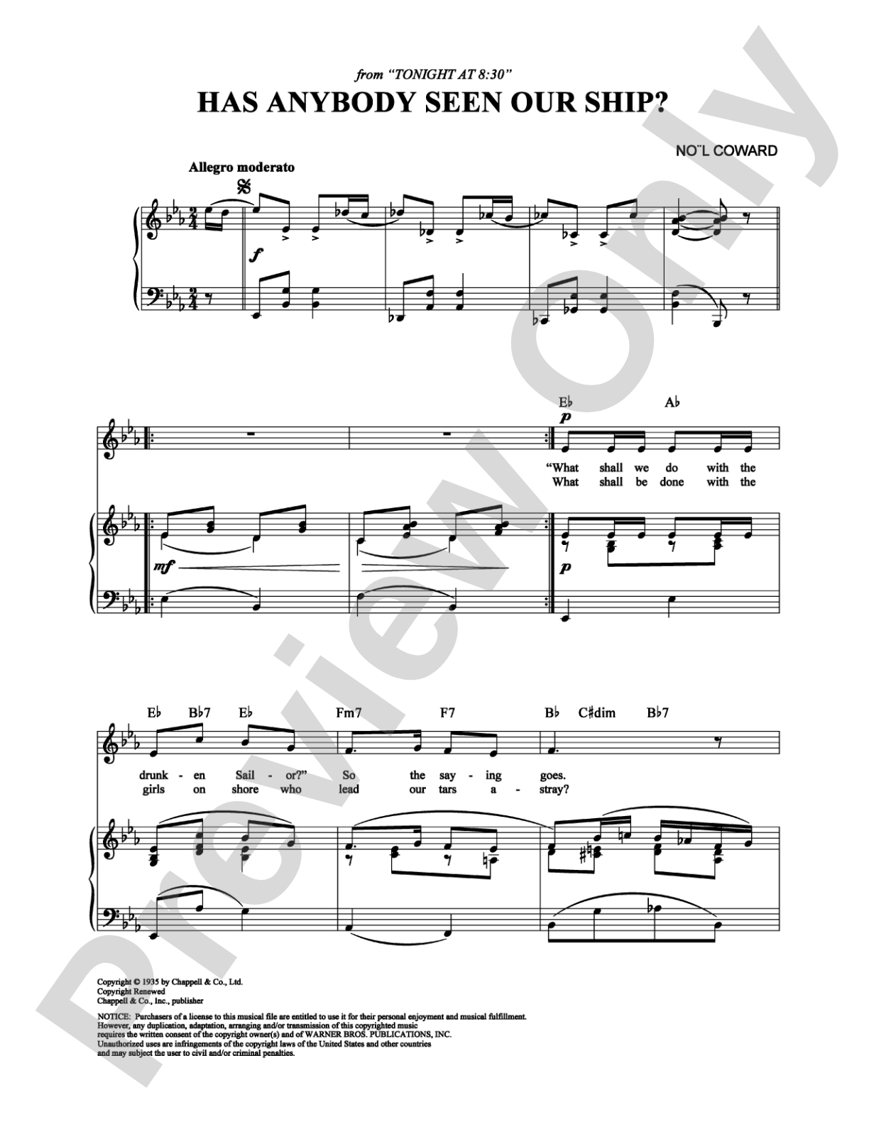 Has Anybody Seen Our Ship?: Piano/Vocal/Chords Digital Sheet Music