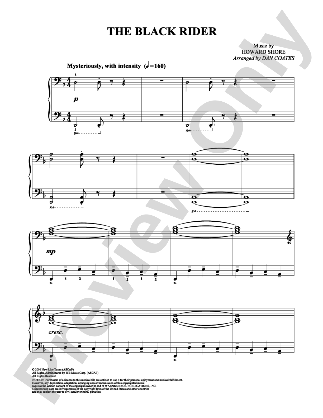The Black Rider: Easy Piano Digital Sheet Music