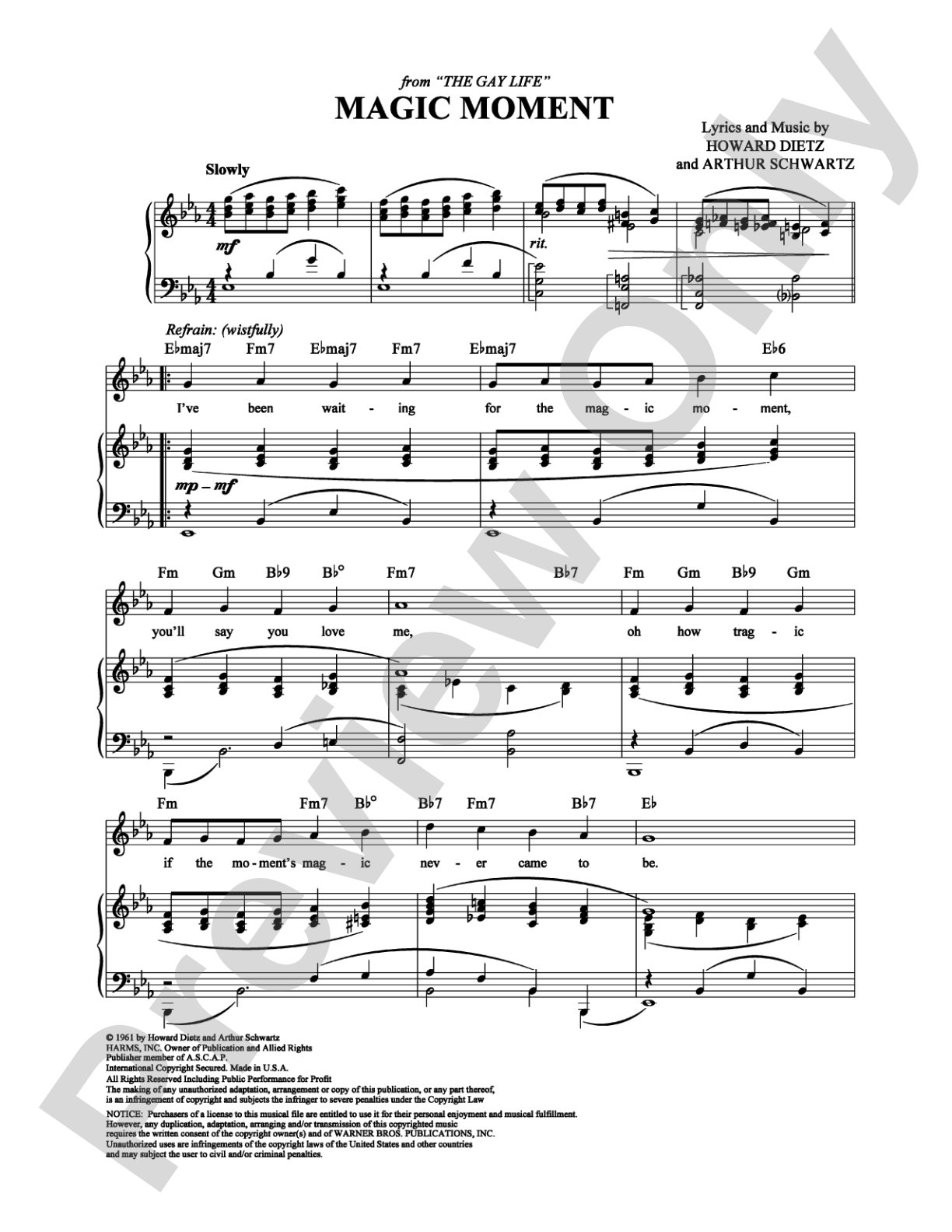 Magic Moment: Piano/Vocal/Chords Digital Sheet Music