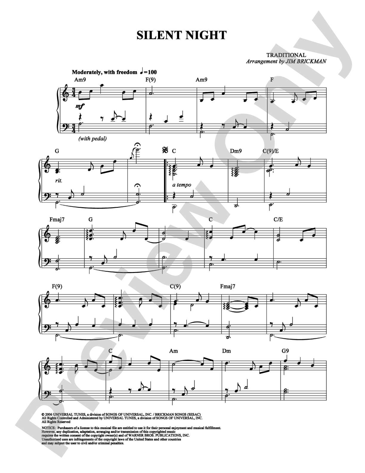 Silent Night: Piano Digital Sheet Music