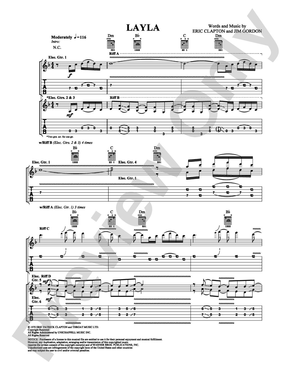 Layla: Guitar TAB Digital Sheet Music