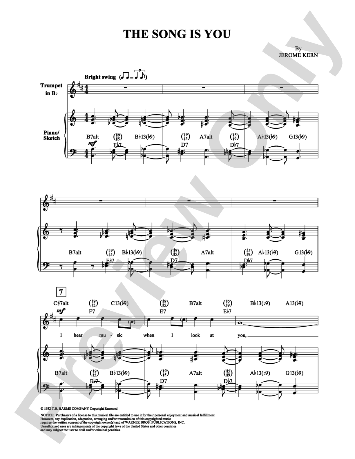 The Song is You: Solo & Small Ensemble Digital Sheet Music