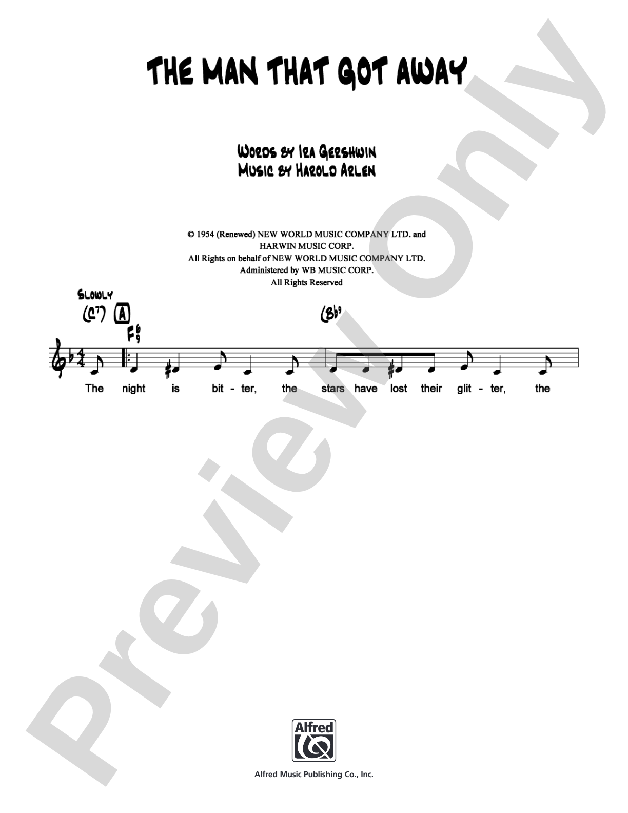 The Man That Got Away: Lead Sheet Digital Sheet Music