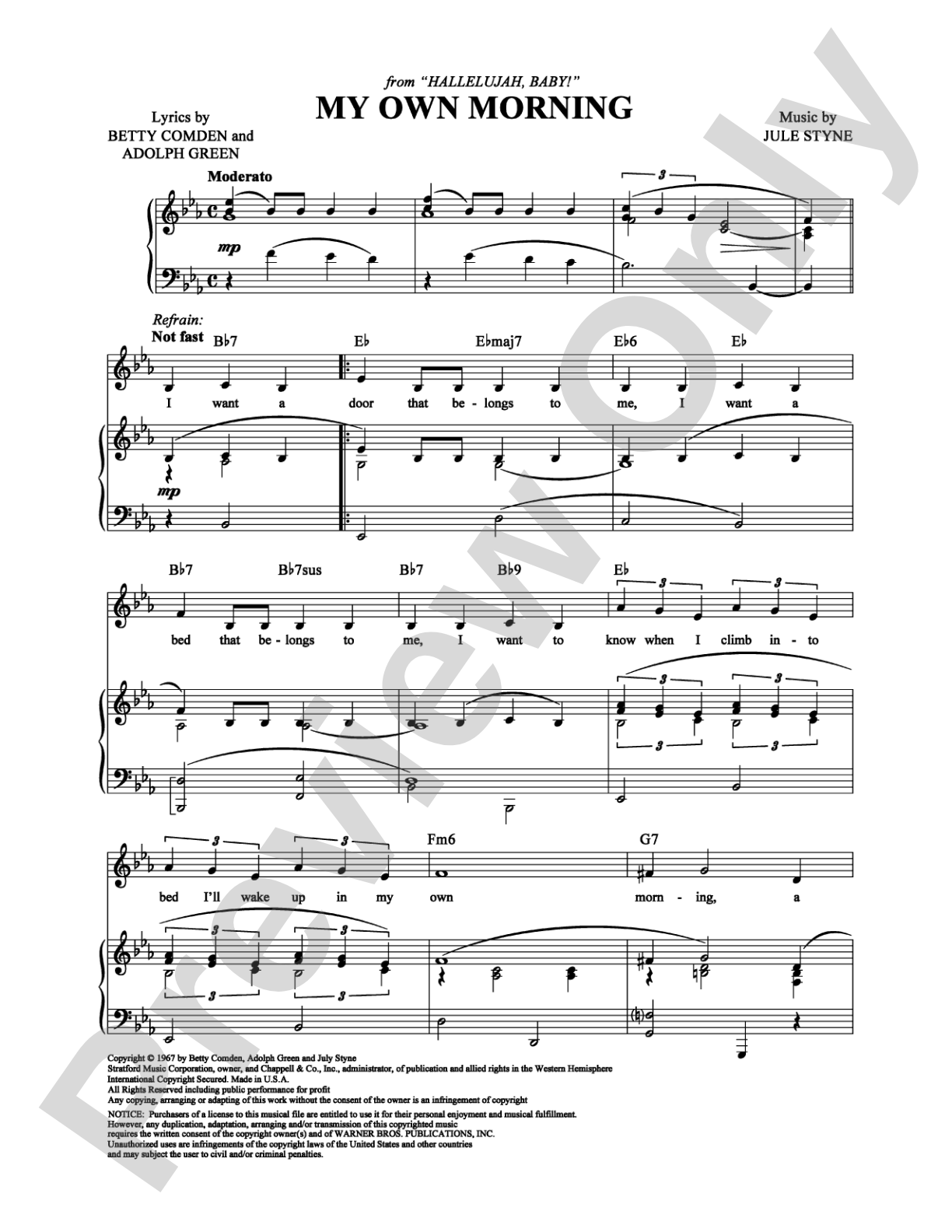 My Own Morning: Piano/Vocal/Chords Digital Sheet Music