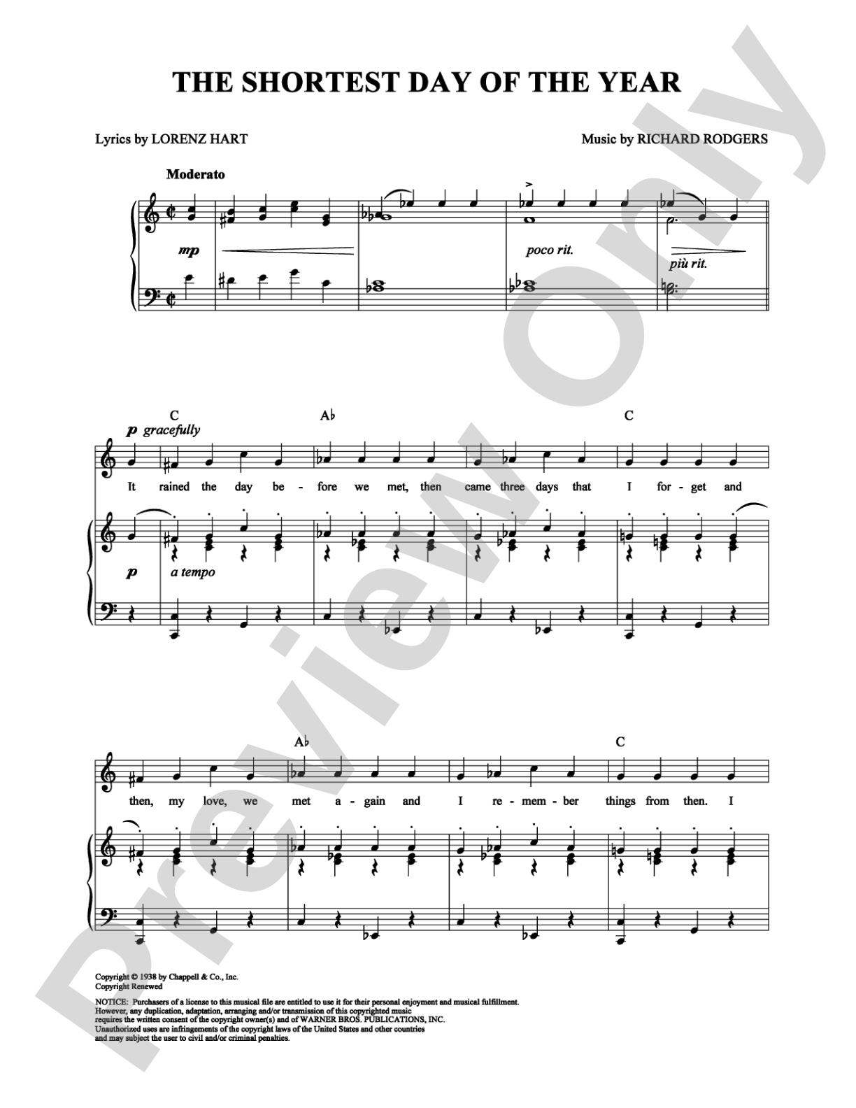 The Shortest Day of the Year: Piano/Vocal/Chords Digital Sheet Music